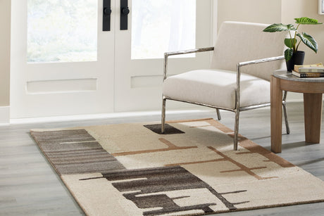 Kencher Beige Brown Medium Rug front angle