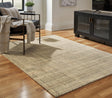 Janston Ivory Gray Tan Medium Rug showing geometric plaid pattern
