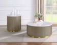 Jason 2-piece Round White Marble Coffee Table Set front angle