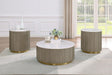 Jason 3-piece round white marble coffee table set greige view