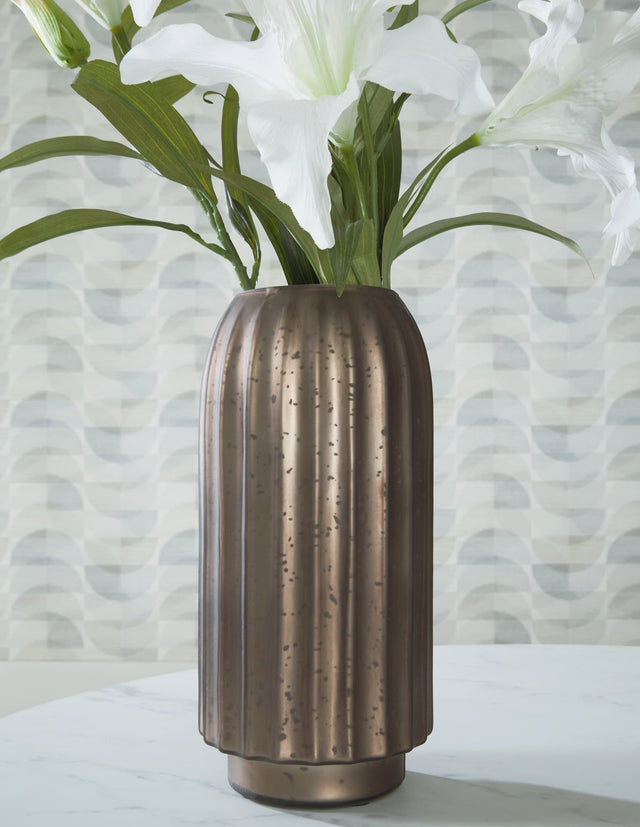 Briarcott brown mercury glass vase front view