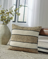 Rueford brown black natural striped pillow front view