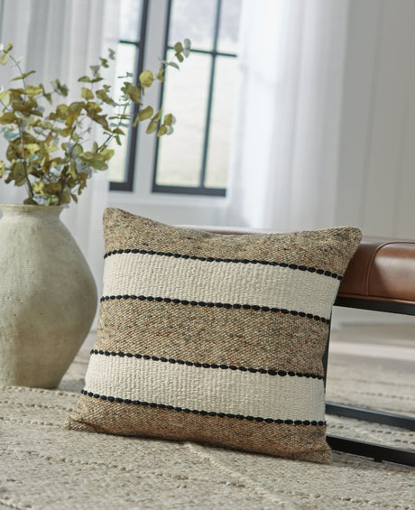 Rueford brown black natural striped pillow front view