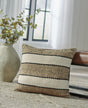 Rueford brown black natural striped pillow front view