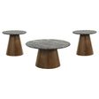 Franklin 3-piece round pedestal coffee table set overview