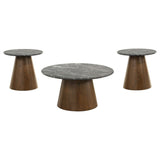 Franklin 3-piece round pedestal coffee table set overview