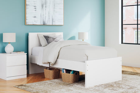 Onita White Twin Panel Platform Bed front angle