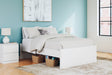 Onita White Full Platform Bed front angle showing headboard