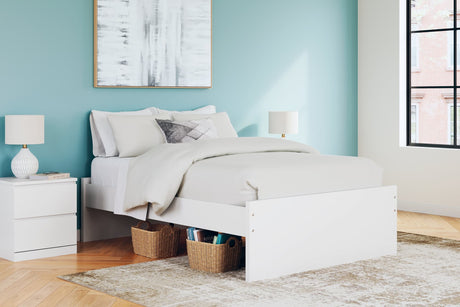 Onita White Full Platform Bed front angle showing headboard