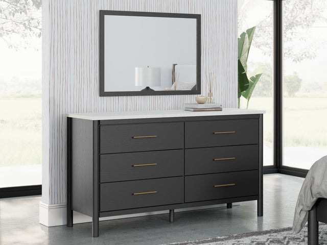 Cadmori Black White Dresser and Mirror front angle