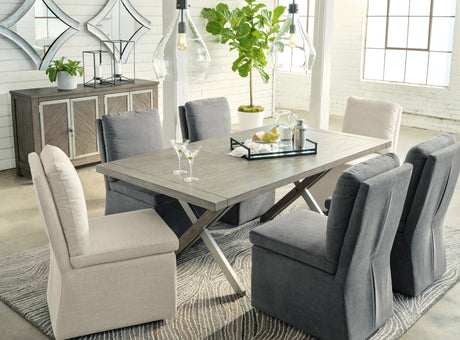 Krystanza Weathered Gray Dining Table, front view