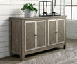 Krystanza Weathered Gray Dining Server front view with closed cabinets
