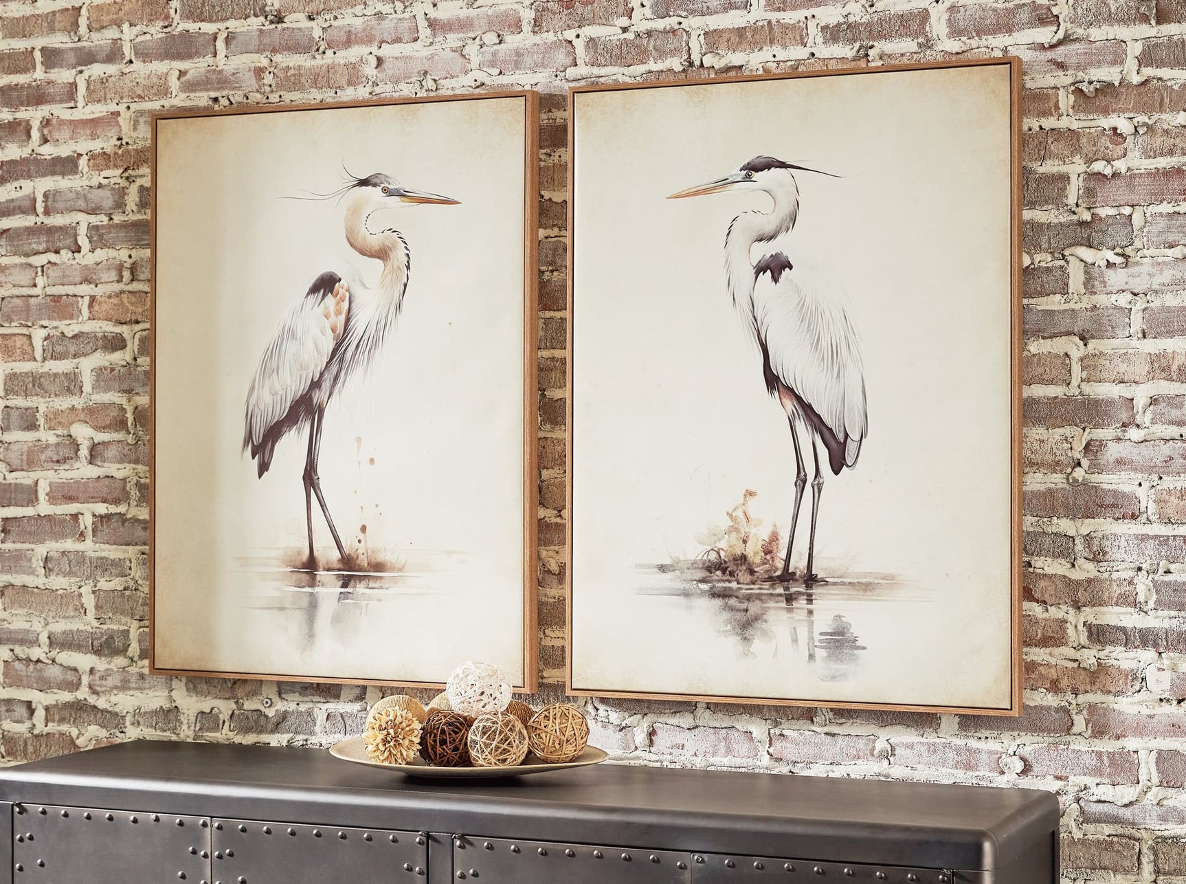 Aubinell Beige Wall Art front view set of 2 framed canvases