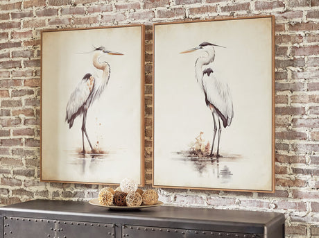 Aubinell Beige Wall Art front view set of 2 framed canvases