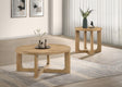 Kessler 2-piece round wood coffee table set in light oak, front view