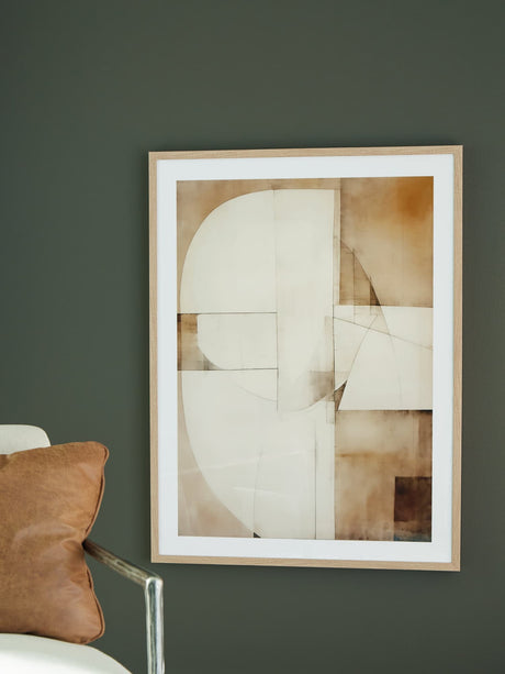 Corlain Brown Tan White Geometric Wall Art front view