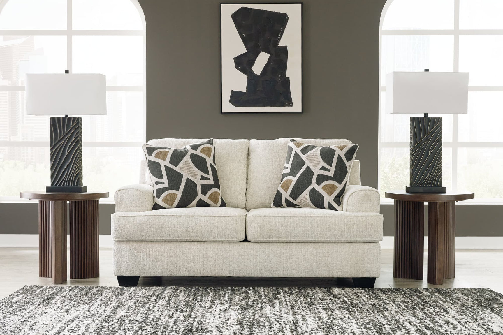 Heartcort Quartz Chenille Loveseat front angle view