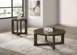 Kessler 2-piece round sculptural wood coffee table set brown front view