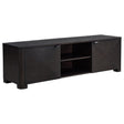 Marcelo 71-inch TV Stand with sliding doors and diamond veneer pattern front view