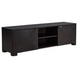 Marcelo 71-inch TV Stand with sliding doors and diamond veneer pattern front view