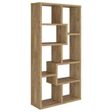 Theo 71-inch mango wood bookshelf with six staggered shelves