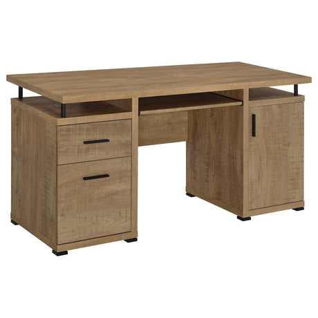 Tracy 55-inch 2-drawer office computer desk in mango finish, front view