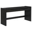 Leandro writing desk burnished black front view showing drawers