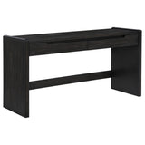 Leandro writing desk burnished black front view showing drawers