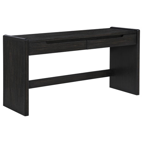 Leandro writing desk burnished black front view showing drawers