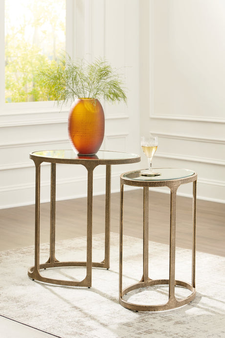 Irmaleigh antique black accent table large front angle