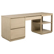 Harkes 75-inch Elm Veneer Computer Desk front view showing drawers and adjustable shelf