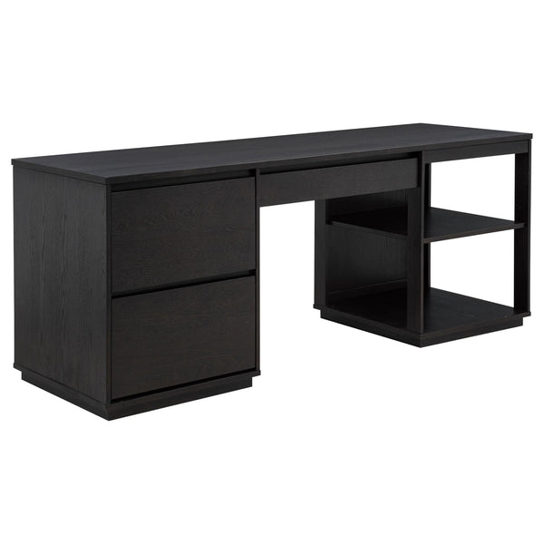 Harkes 75-inch coffee bean computer desk front view with three drawers