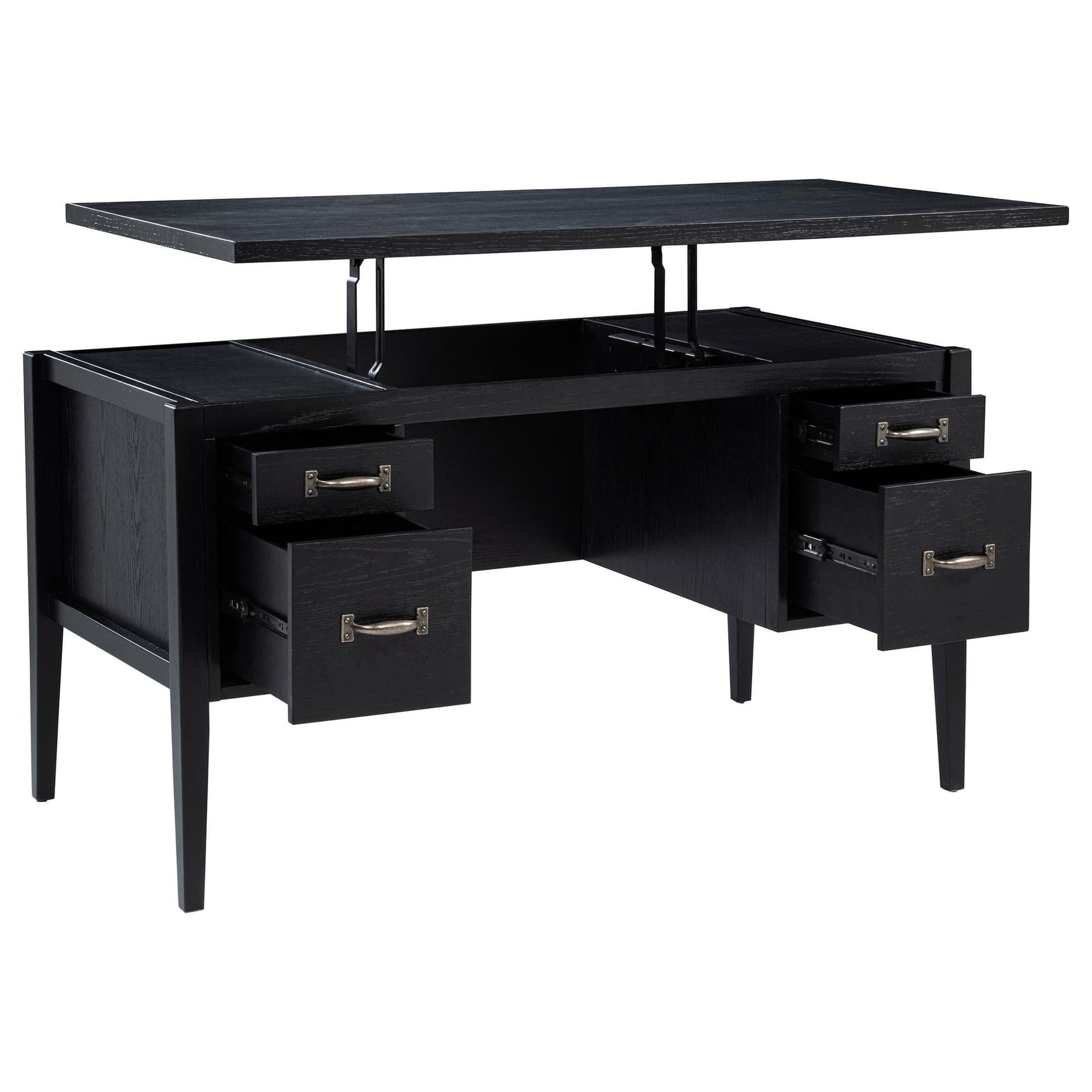 Graham 54-inch lift-top computer desk black angled view