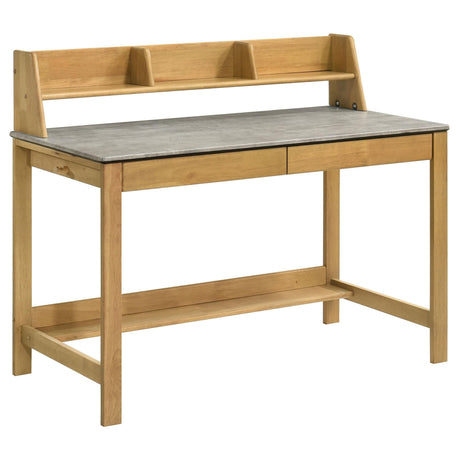 Besler 47-inch SmartTop Writing Desk front view in cement and natural finish