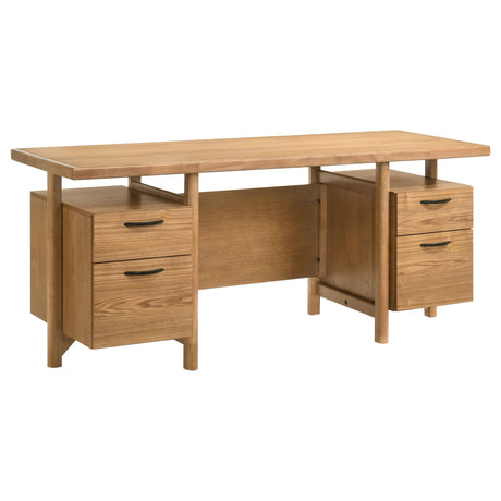 Roldan 69-inch 4-drawer computer desk in light ash front view