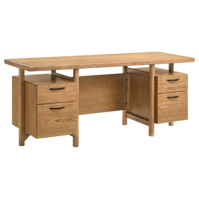 Roldan 69-inch 4-drawer computer desk in light ash front view