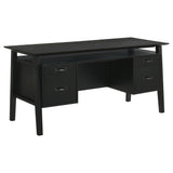 Goodson 64-inch black double pedestal computer desk front view