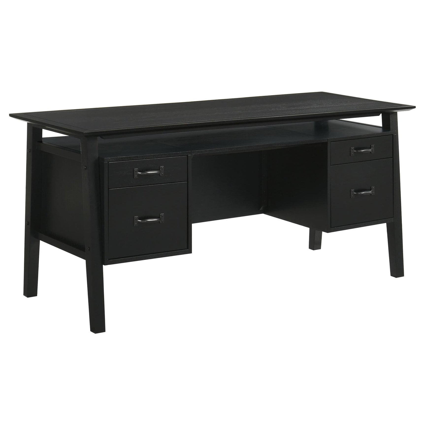 Goodson 64-inch black double pedestal computer desk front view