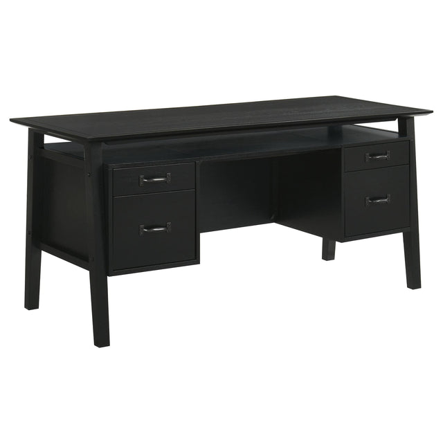 Goodson 64-inch black double pedestal computer desk front view