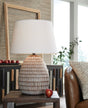 Darrich beige and white metal table lamp front view