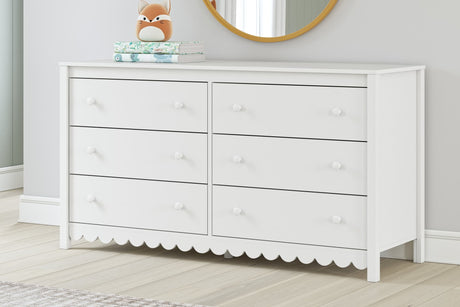 Hallityn White Dresser front view angled
