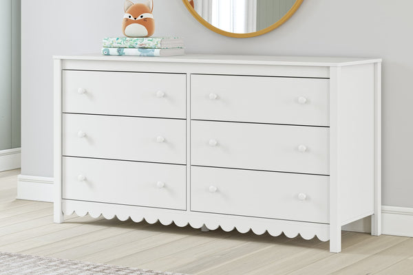 Hallityn White Dresser front view angled