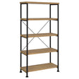 Analiese 63-inch 4-shelf Bookshelf Mango front angle showing shelves