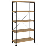 Analiese 63-inch 4-shelf Bookshelf Mango front angle showing shelves