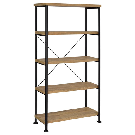 Analiese 63-inch 4-shelf Bookshelf Mango front angle showing shelves