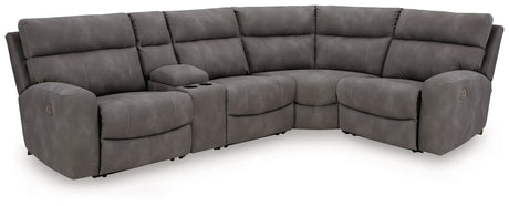 Next-Gen DuraPella Slate 5-Piece Power Reclining Sectional front angle