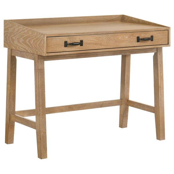 Fabian 38-inch computer desk front view in distressed light brown finish