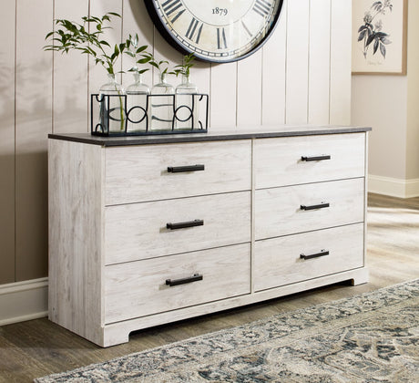 Shawburn Whitewash and Charcoal Gray Dresser front view
