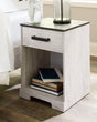 Shawburn nightstand in whitewash and charcoal gray finish, front angle