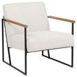 Monsen ivory fabric upholstered accent chair angled view